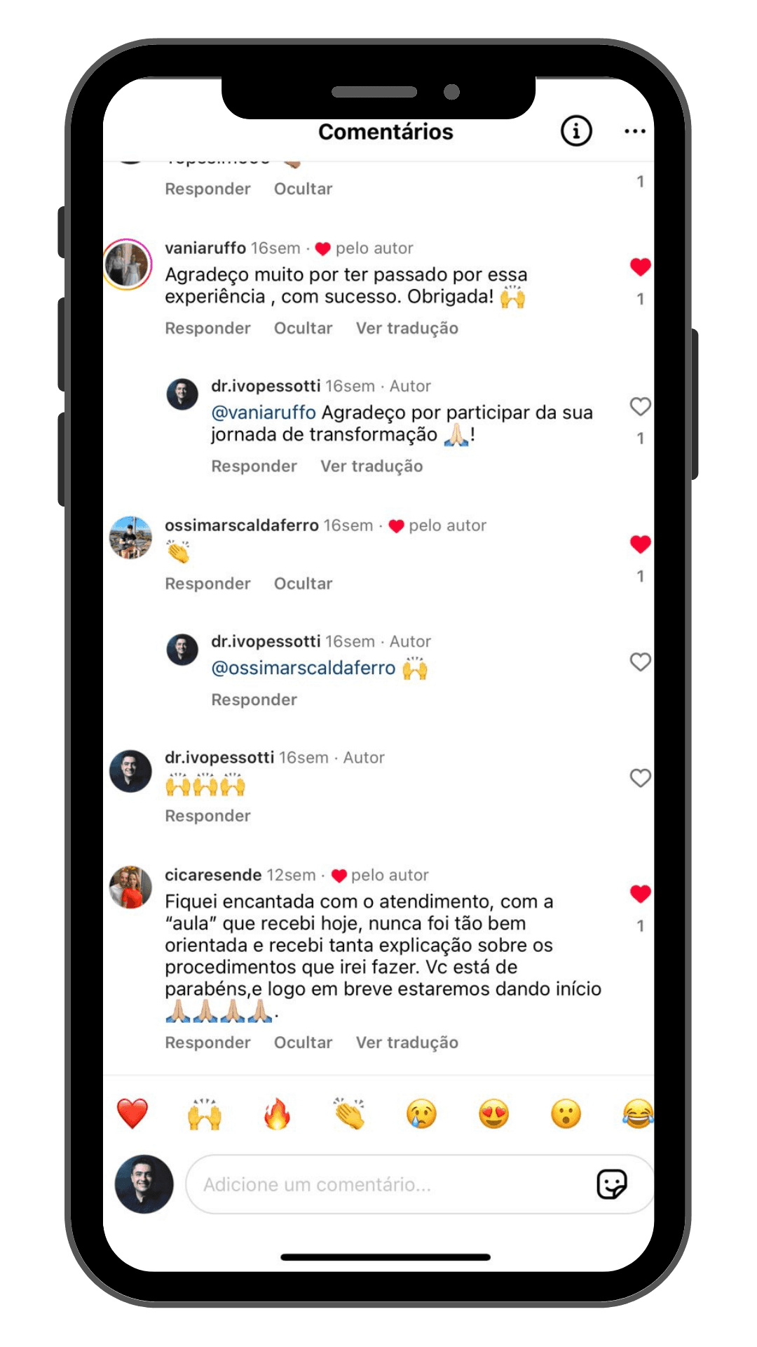 Comentários do instagram